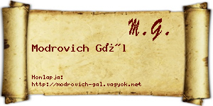 Modrovich Gál névjegykártya